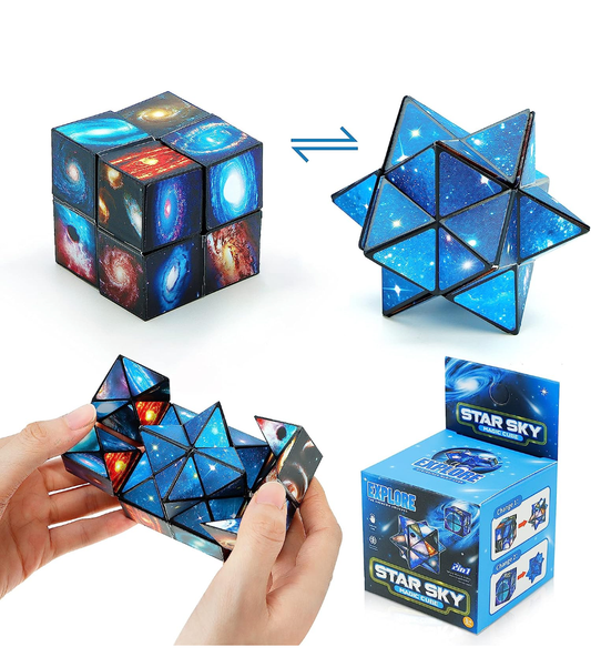 Star Cube, 2 in 1 Combo Infinity Cube Fidget Toy Magic Star Cube Smooth Surface Magic Cube Puzzle for Kids and Adults to Stress and Anxiety Relief