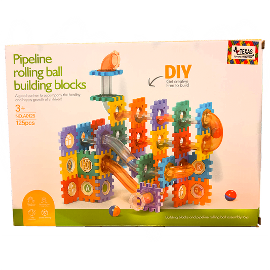 Pipeline Rolling Ball Building Blocks Marble Drop Set 125 Pc