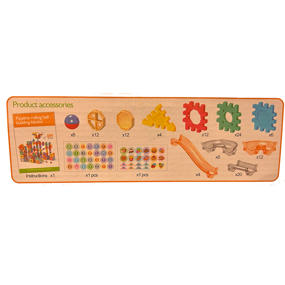 Pipeline Rolling Ball Building Blocks Marble Drop Set 125 Pc