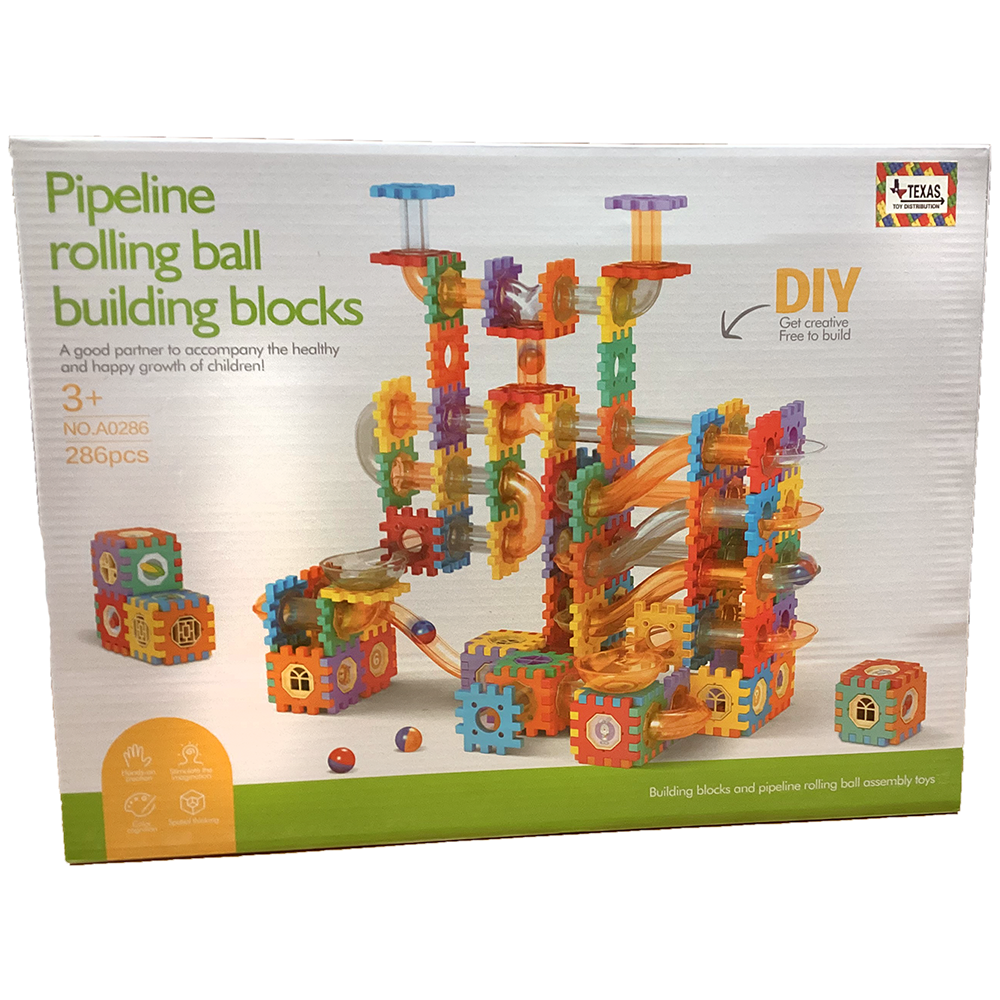 Pipeline Rolling Ball Building Blocks Marble Drop Set 286 Pc