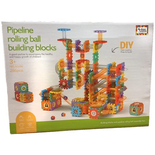 Pipeline Rolling Ball Building Blocks Marble Drop Set 286 Pc