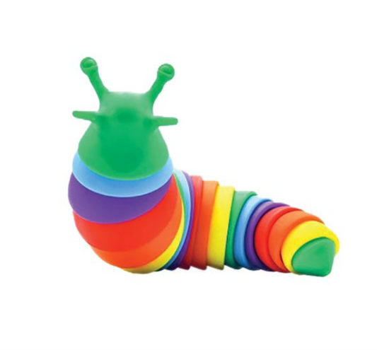 Rainbow Slug Fidget Toy Sensory Slug Clicky Clack Sound Slug Toy Fidget Toys for Kids Adults Relieve Anxiety and Stress (Rainbow)